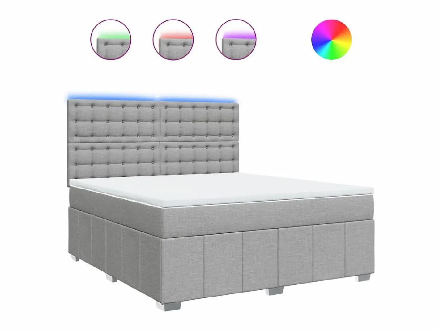 Clicnbuy Cama box spring con colchón tela claro 180x200 cm Gris Discount