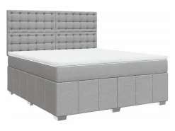 Clicnbuy Cama box spring con colchón tela claro 180x200 cm Gris Discount