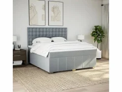 Clicnbuy Cama box spring con colchón tela claro 180x200 cm Gris Discount