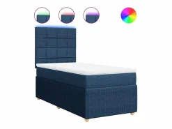 Clicnbuy Cama box spring con colchón tela 90x190 cm Azul Discount
