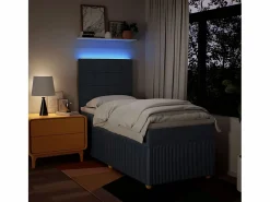 Clicnbuy Cama box spring con colchón tela 90x190 cm Azul Discount