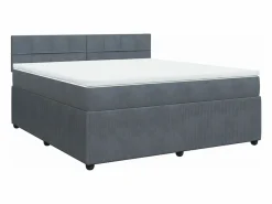 Clicnbuy Cama box spring con colchón terciopelo oscuro 180x200 cm Gris Best