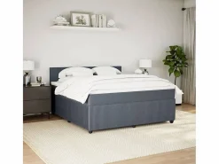 Clicnbuy Cama box spring con colchón terciopelo oscuro 180x200 cm Gris Best