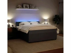 Clicnbuy Cama box spring con colchón terciopelo oscuro 180x200 cm Gris Best