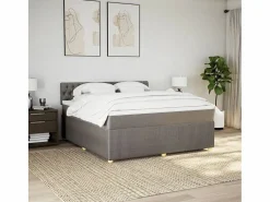 Clicnbuy Cama box spring con colchón tela gris taupe 180x200 cm Topo Clearance