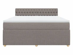 Clicnbuy Cama box spring con colchón tela gris taupe 180x200 cm Topo Clearance
