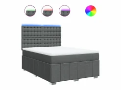 Clicnbuy Cama box spring con colchón tela oscuro 160x200 cm Gris