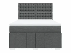 Clicnbuy Cama box spring con colchón tela oscuro 160x200 cm Gris