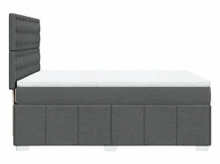 Clicnbuy Cama box spring con colchón tela oscuro 160x200 cm Gris