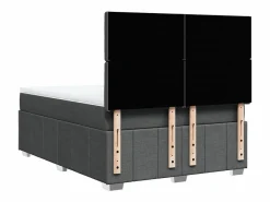 Clicnbuy Cama box spring con colchón tela oscuro 160x200 cm Gris