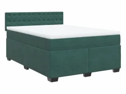 Cama box spring con colchón terciopelo oscuro 160x200 cm^Clicnbuy