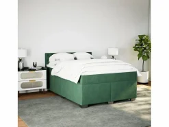 Cama box spring con colchón terciopelo oscuro 160x200 cm^Clicnbuy