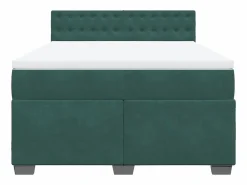 Cama box spring con colchón terciopelo oscuro 160x200 cm^Clicnbuy