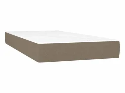 Cama box spring con colchón LED tela gris taupe 90x190 cm^Clicnbuy Online
