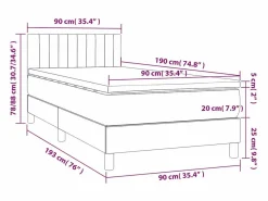 Cama box spring con colchón LED tela gris taupe 90x190 cm^Clicnbuy Online