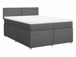 Clicnbuy Cama box spring con colchón tela oscuro 160x200 cm Gris Hot