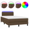 Cama box spring con colchón y LED tela marrón oscuro 120x190 cm^Clicnbuy Sale