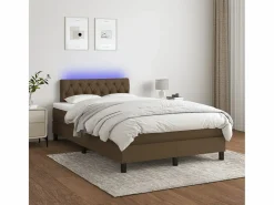 Cama box spring con colchón y LED tela marrón oscuro 120x190 cm^Clicnbuy Sale