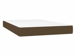 Cama box spring con colchón y LED tela marrón oscuro 120x190 cm^Clicnbuy Sale