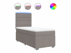 Cama box spring con colchón tela gris taupe 90x190 cm^Clicnbuy