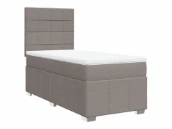 Cama box spring con colchón tela gris taupe 90x190 cm^Clicnbuy