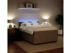 Cama box spring con colchón terciopelo claro 160x200 cm^Clicnbuy Online