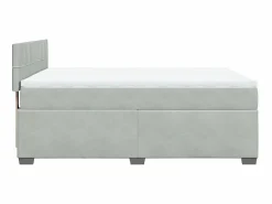 Cama box spring con colchón terciopelo claro 160x200 cm^Clicnbuy Online