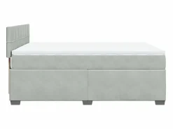Cama box spring con colchón terciopelo claro 160x200 cm^Clicnbuy Online