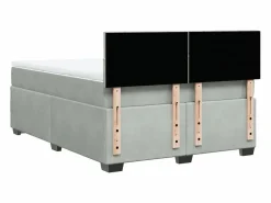 Cama box spring con colchón terciopelo claro 160x200 cm^Clicnbuy Online