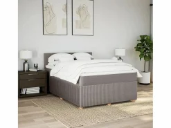 Cama box spring con colchón tela gris taupe 140x200 cm^Clicnbuy