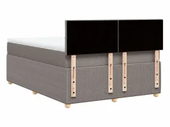 Cama box spring con colchón tela gris taupe 140x200 cm^Clicnbuy