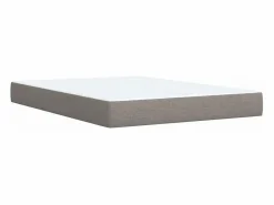 Cama box spring con colchón tela gris taupe 140x200 cm^Clicnbuy