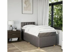 Clicnbuy Base De Cama De Láminas|Somier - 90X190Cm|Cama box spring con colchón tela gris taupe 90x190 cm