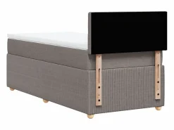 Clicnbuy Base De Cama De Láminas|Somier - 90X190Cm|Cama box spring con colchón tela gris taupe 90x190 cm