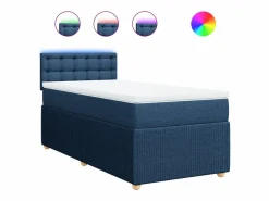 Clicnbuy Cama box spring con colchón tela 90x190 cm Azul New