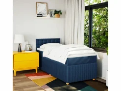 Clicnbuy Cama box spring con colchón tela 90x190 cm Azul New