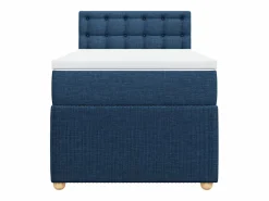 Clicnbuy Cama box spring con colchón tela 90x190 cm Azul New