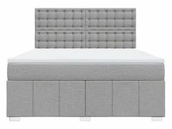 Clicnbuy Somier - 180X200Cm|Cama box spring con colchón tela claro 180x200 cm