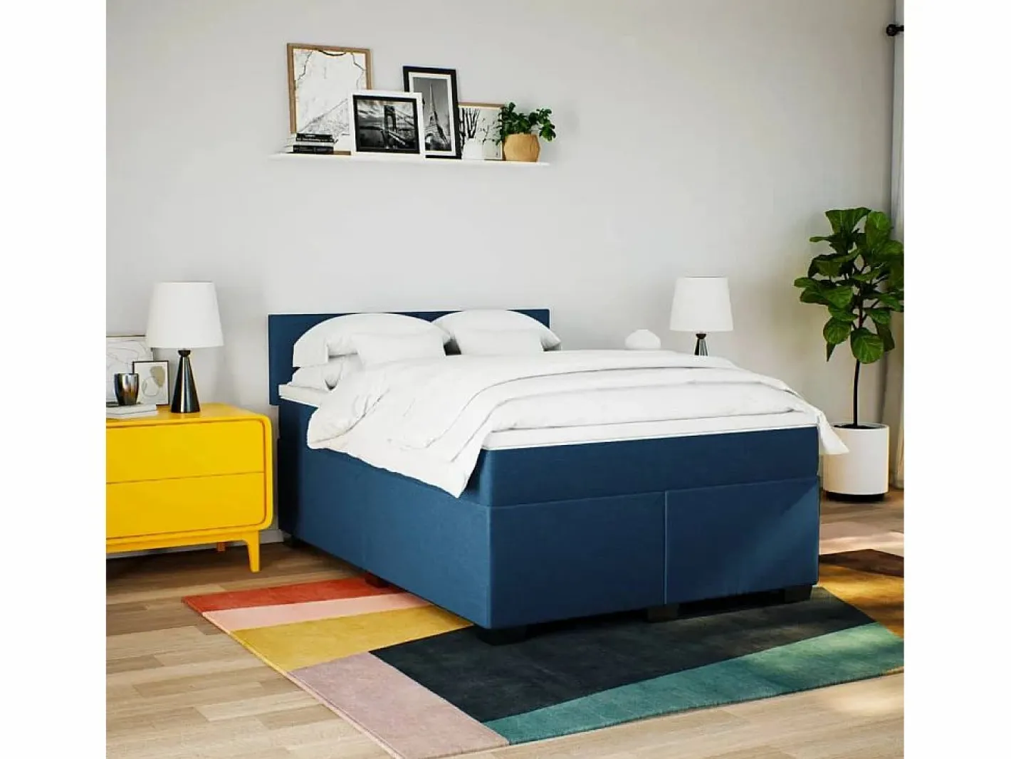 Clicnbuy Base De Cama De Láminas|Cama box spring con colchón tela 160x200 cm