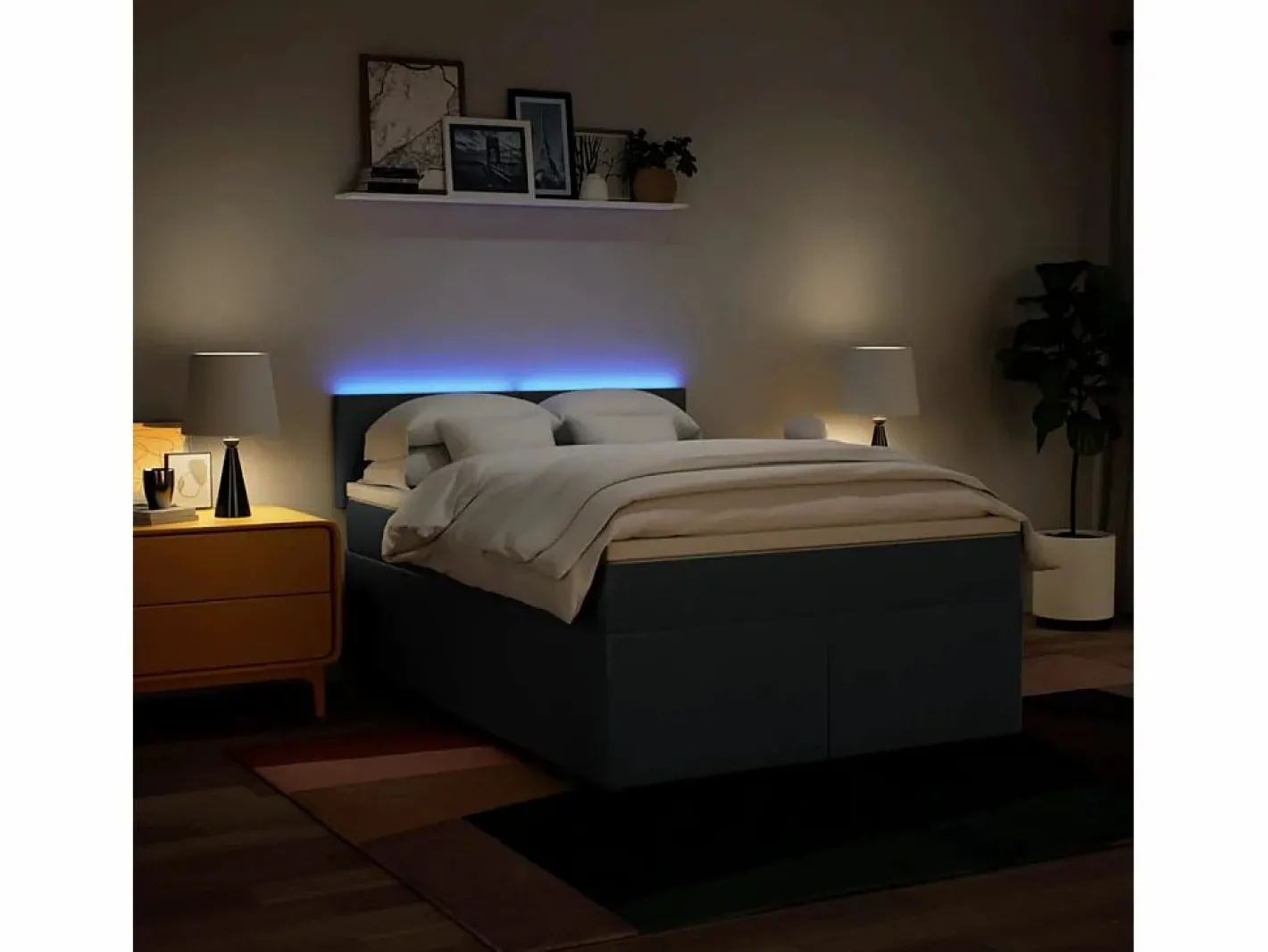 Clicnbuy Base De Cama De Láminas|Cama box spring con colchón tela 160x200 cm