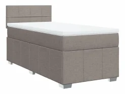 Clicnbuy Somier - 90X190Cm|Cama box spring con colchón tela gris taupe 90x190 cm