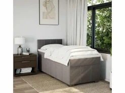 Clicnbuy Somier - 90X190Cm|Cama box spring con colchón tela gris taupe 90x190 cm