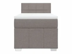 Clicnbuy Somier - 90X190Cm|Cama box spring con colchón tela gris taupe 90x190 cm