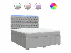 Clicnbuy Cama box spring con colchón tela claro 180x200 cm Gris Discount