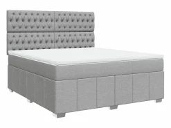Clicnbuy Cama box spring con colchón tela claro 180x200 cm Gris Discount