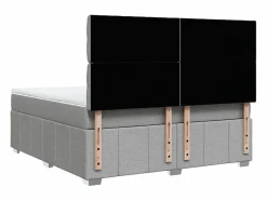 Clicnbuy Cama box spring con colchón tela claro 180x200 cm Gris Discount