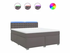 Cama box spring con colchón cuero sintético 180x200 cm^Clicnbuy Online