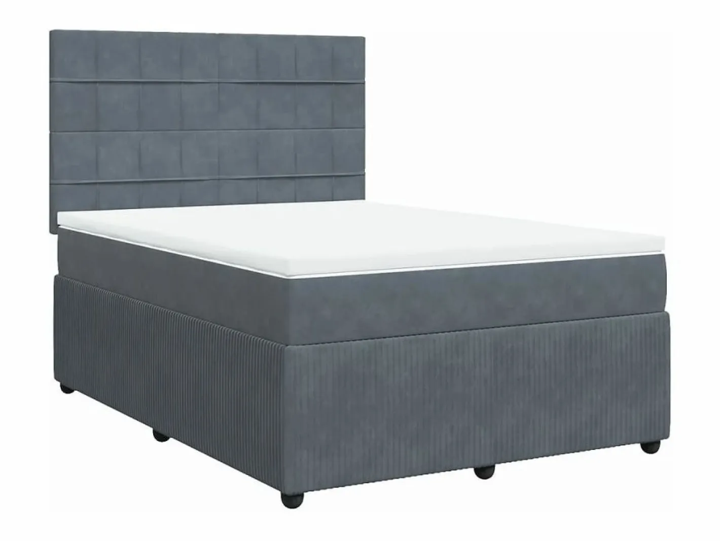 Clicnbuy Cama box spring con colchón terciopelo oscuro 140x190 cm Gris Discount