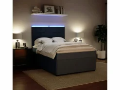 Clicnbuy Cama box spring con colchón terciopelo oscuro 140x190 cm Gris Discount