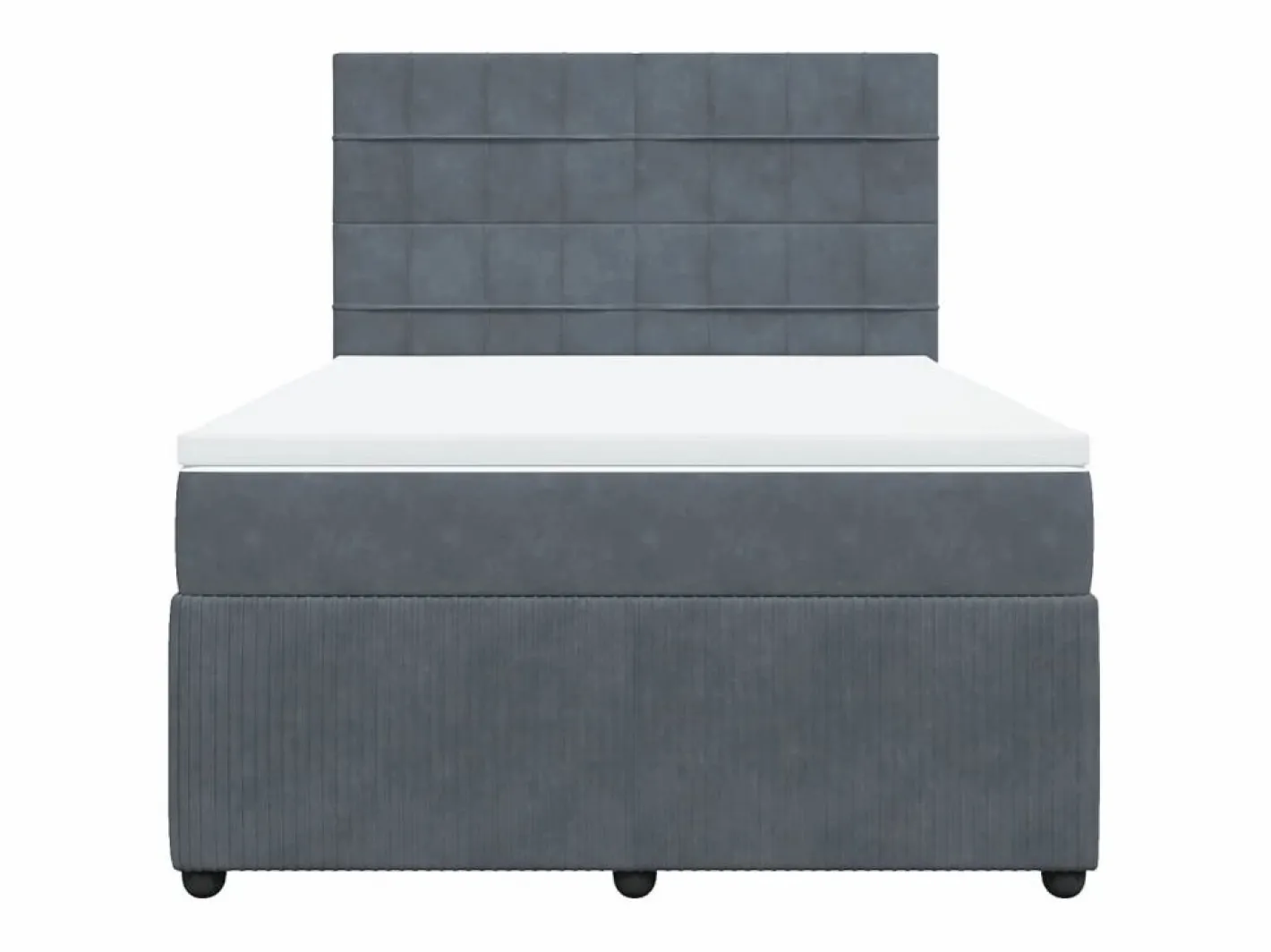 Clicnbuy Cama box spring con colchón terciopelo oscuro 140x190 cm Gris Discount